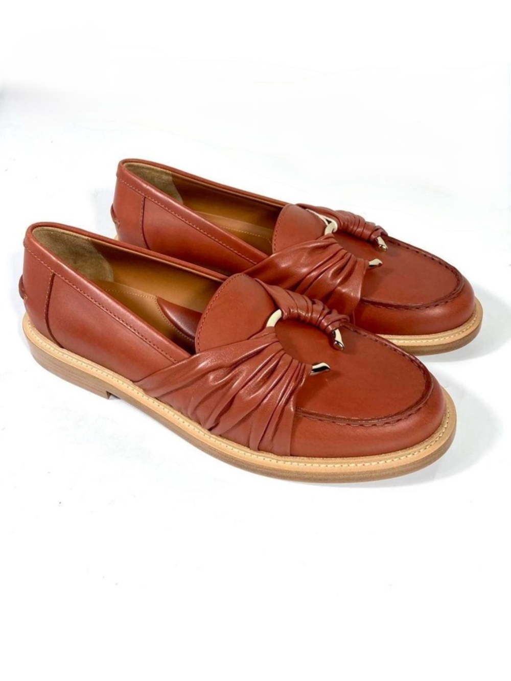 Chloe C Flat Loafers Terracotta Red Size 39 EU NEW 9 US C22S528L0 Leather Flats